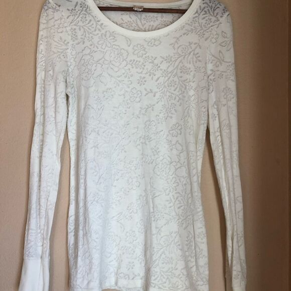 Buckle BKE long sleeve cotton white lace design crew neck top-Large - Picture 6 of 11
